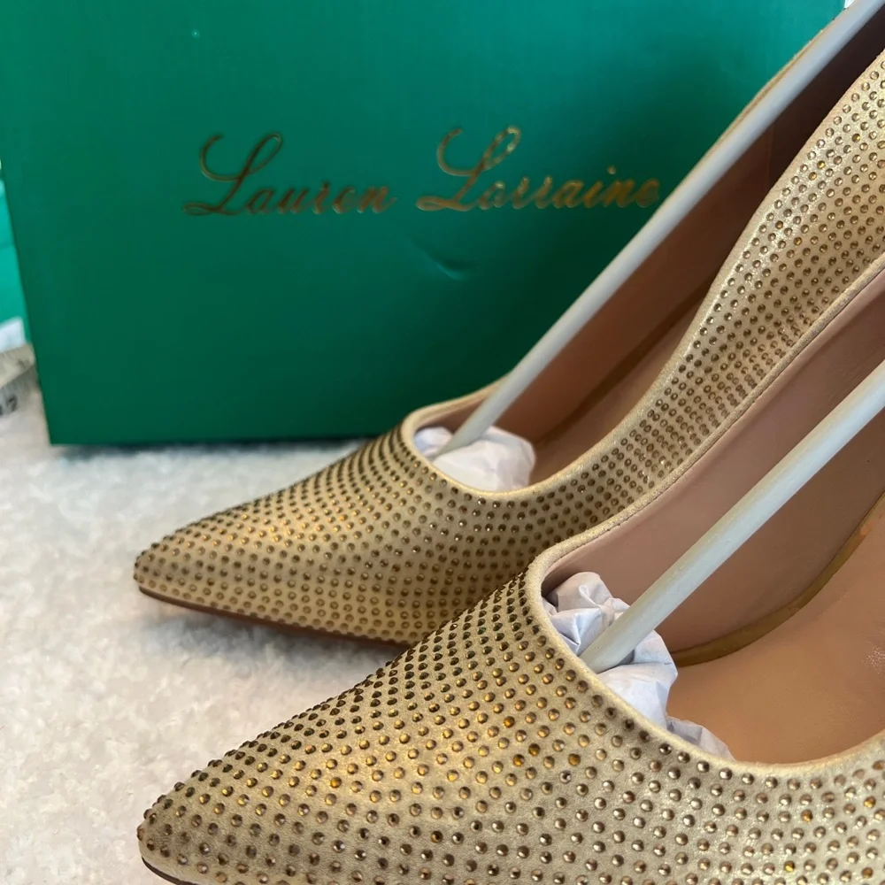 Lauren Lorraine Gold Rhinestone Heels - Picture 3 of 9